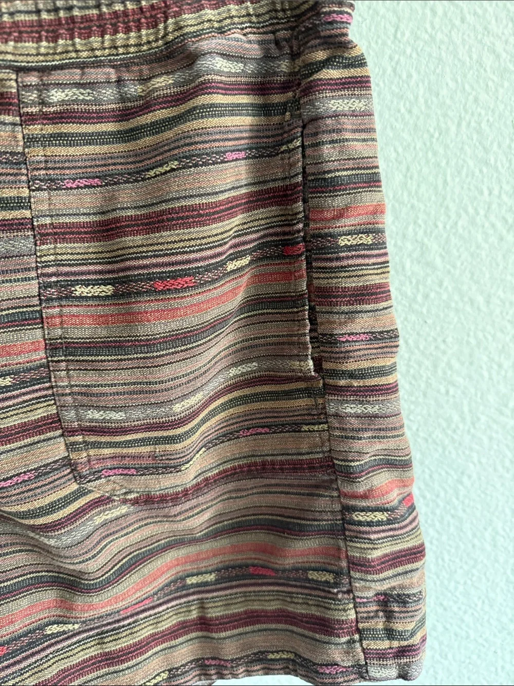 Roots Brown Red Stripe Shorts Elastic Waist Men XL